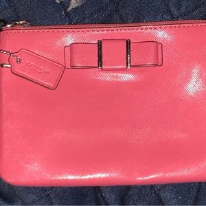 Coach Pink Bow Accent Wristlet